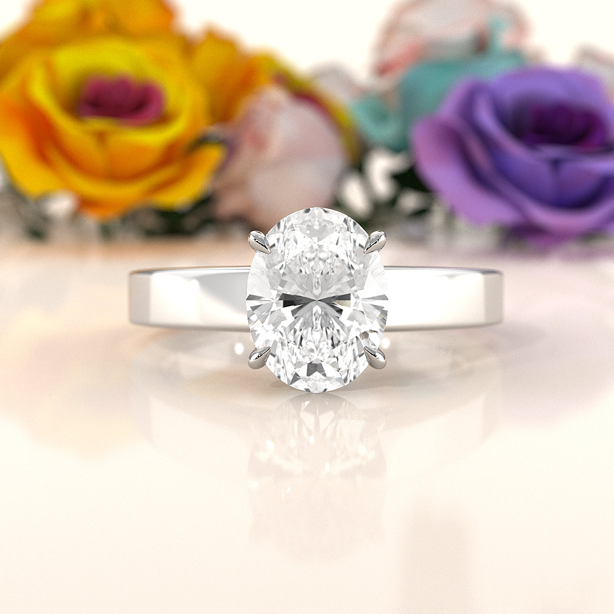 3.5mm Cathedral Style Flat Edge Solitaire Lab Grown Diamond IGI Certified Engagement Ring 4g Setting 1.00 Ctw.